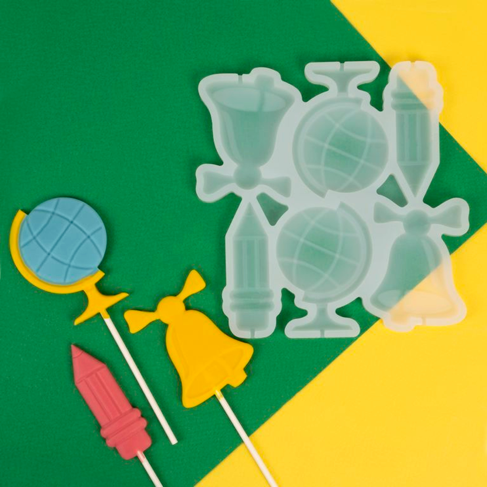 Силиконовая форма для леденцов «Школьный набор»