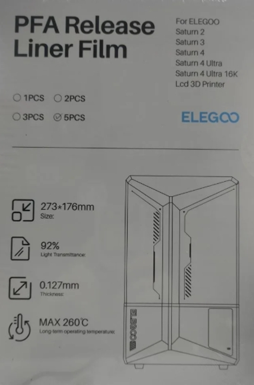 FEP‑плёнка ELEGOO для 3D‑принтера Sarurn  (7 дюймов, комплект из 5 шт.)