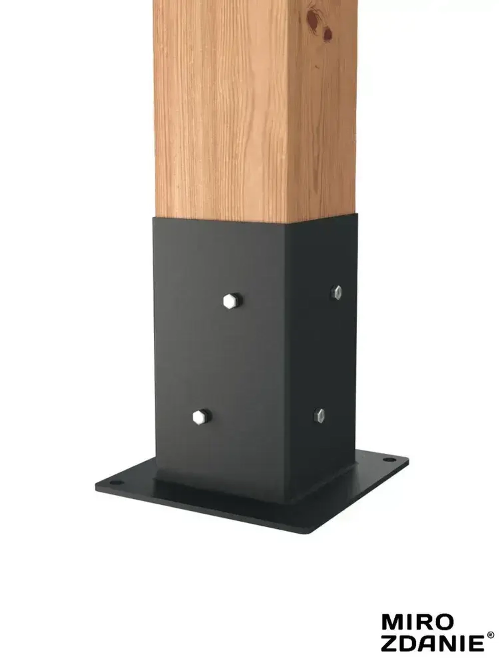 Опора бруса 100x100 UNO - 1 шт, цвет графит, с шурупами