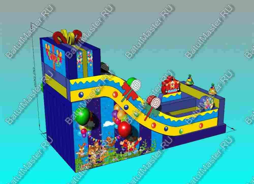 Надувной батут-горка "Подарок" 10*5*7 м