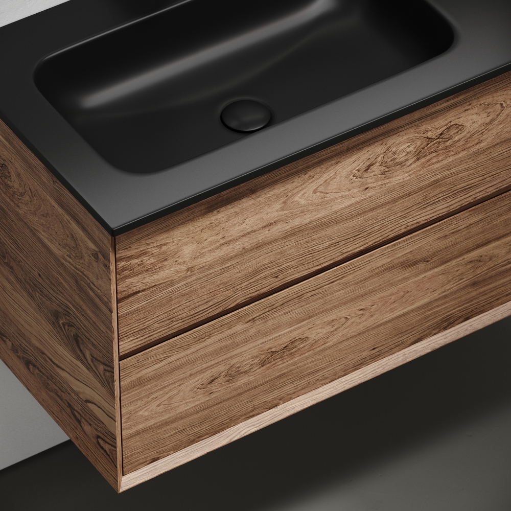 Тумба подвесная под раковину левая Sancos Marmi 2.0, дуб чарльстон 995х445х520