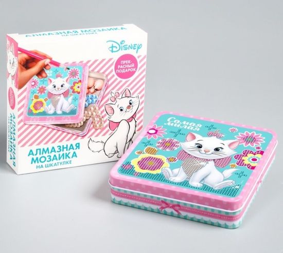 Алмазная мозаика на шкатулке Киса, Коты аристократы, 14 * 13,6 см