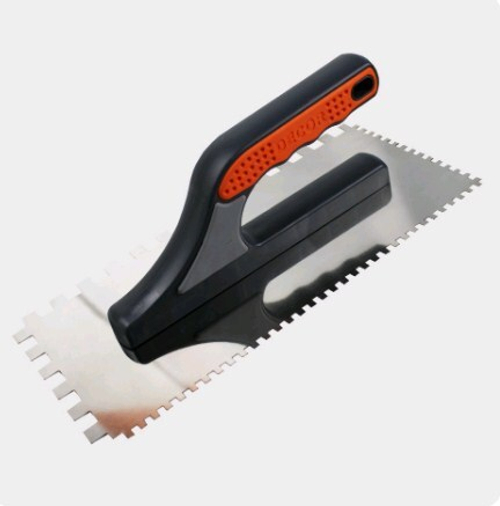 Гладилка  полир.нерж.сталь 0,7мм  280*130мм  Зубчатая  4*4 и 10*10 ручка 3К  DEСOR/680-104