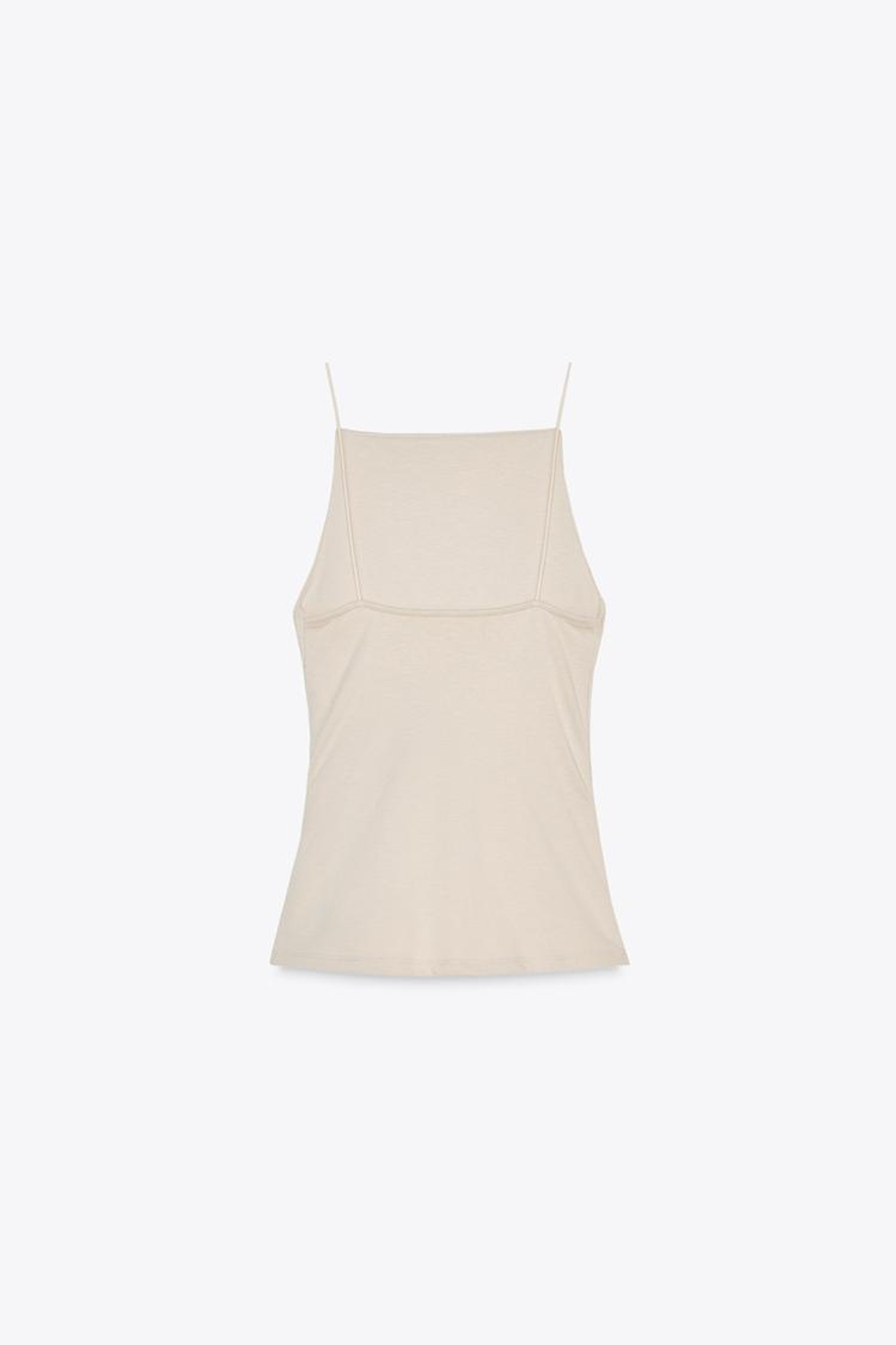 ZARA ТОП С БРЕТЕЛЯМИ И СБОРКАМИ, ПЕСОЧНЫЙ