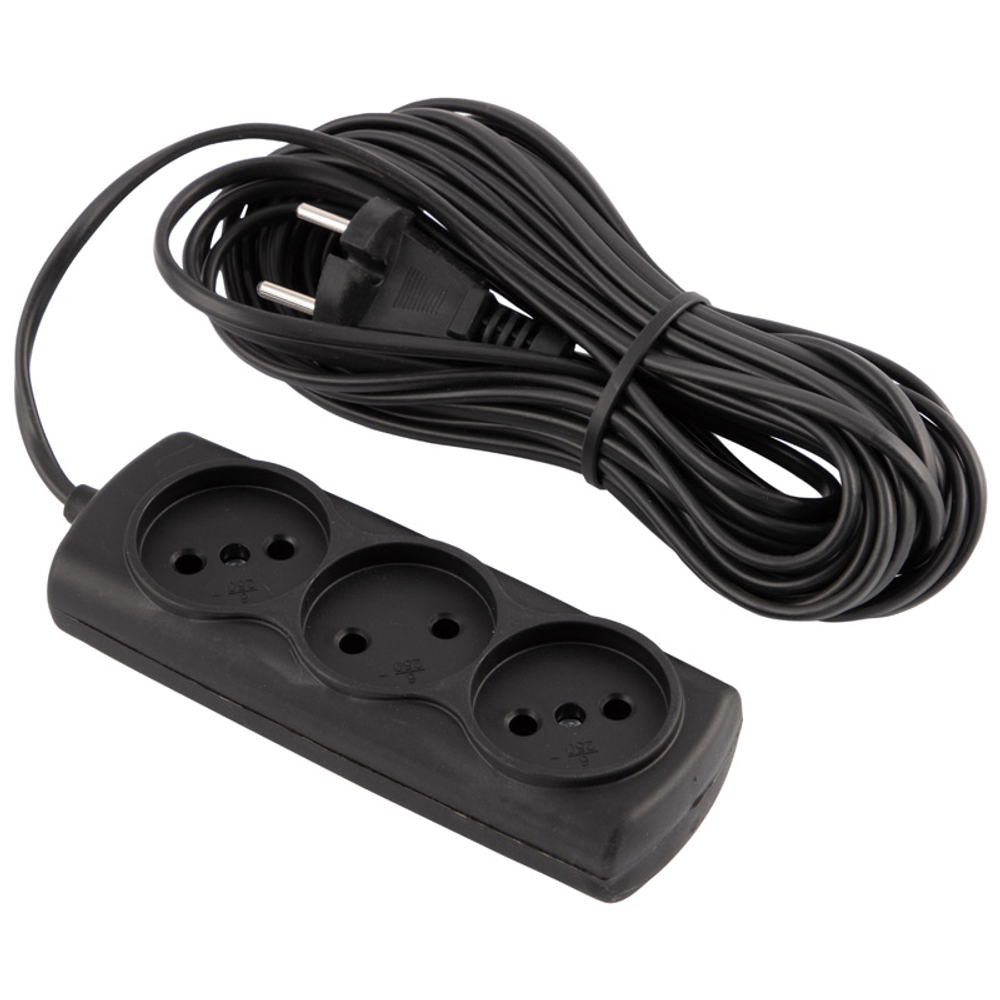 Удлинитель Engy "Эконом" 10м/3роз (ШВВП 2х0.75) черный