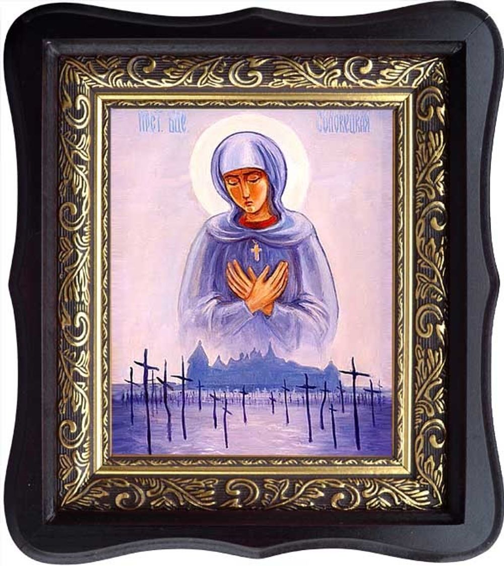 Соловецкая Добрейшая Добрых икона Божьей Матери на холсте в киоте