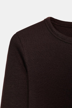 ZARA ФУТБОЛКА С ДЛИННЫМИ РУКАВАМИ, КОРИЧНЕВЫЙ