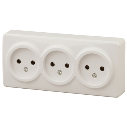 Розетка ЭРА Эксперт 11-2207-02 тройная 3х2P 16A-250В IP20 ОУ горизонт. слоновая кость