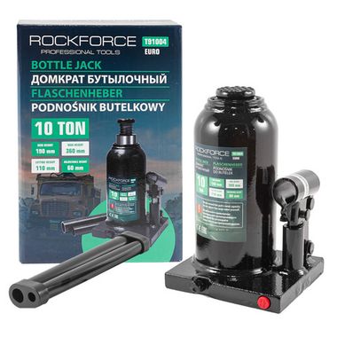 Домкрат бутылочный 10т с клапаном (высота подхвата-190мм, высота подъема-360мм) RockForce##Rock FORCE RF-T91004(Euro)