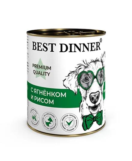 BEST DINNER Консервы для собак и щенков с шести месяцев ягненок с рисом 0,34 кг