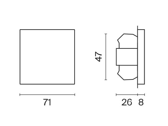 Выключатель встраиваемый VOLTUM S70 одноклавишный 10А, (белый матовый)
