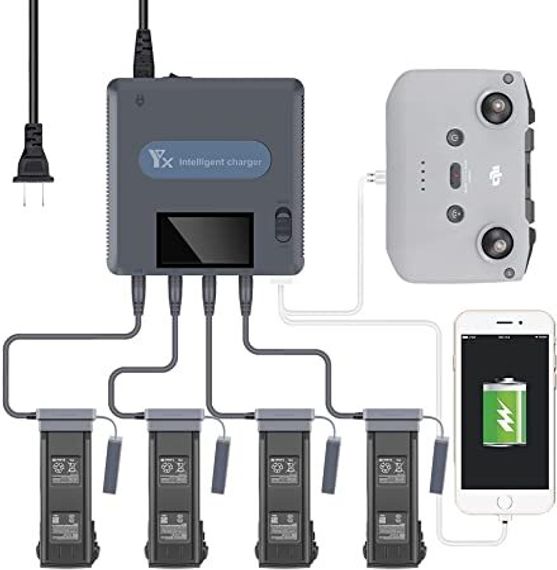 Зарядное устройство с дисплеем YX для DJI Mavic 3 (4 АКБ и 2 USB)
