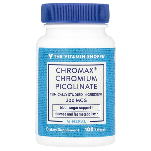 The Vitamin Shoppe, Chromax® пиколинат хрома, 200 мкг, 100 мягких таблеток