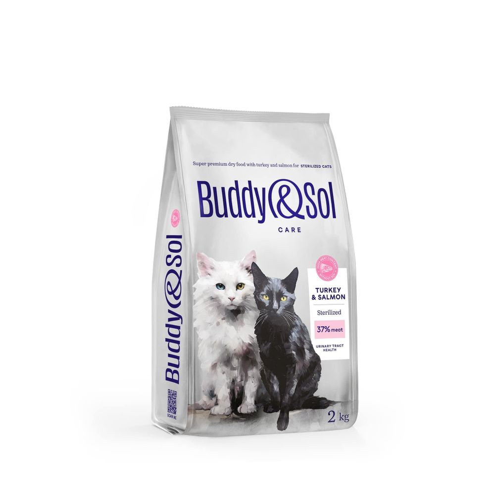 Сухой корм Buddy&amp;Sol CARE STERILIZED с индейкой и лососем для стерилизованных кошек 2 кг