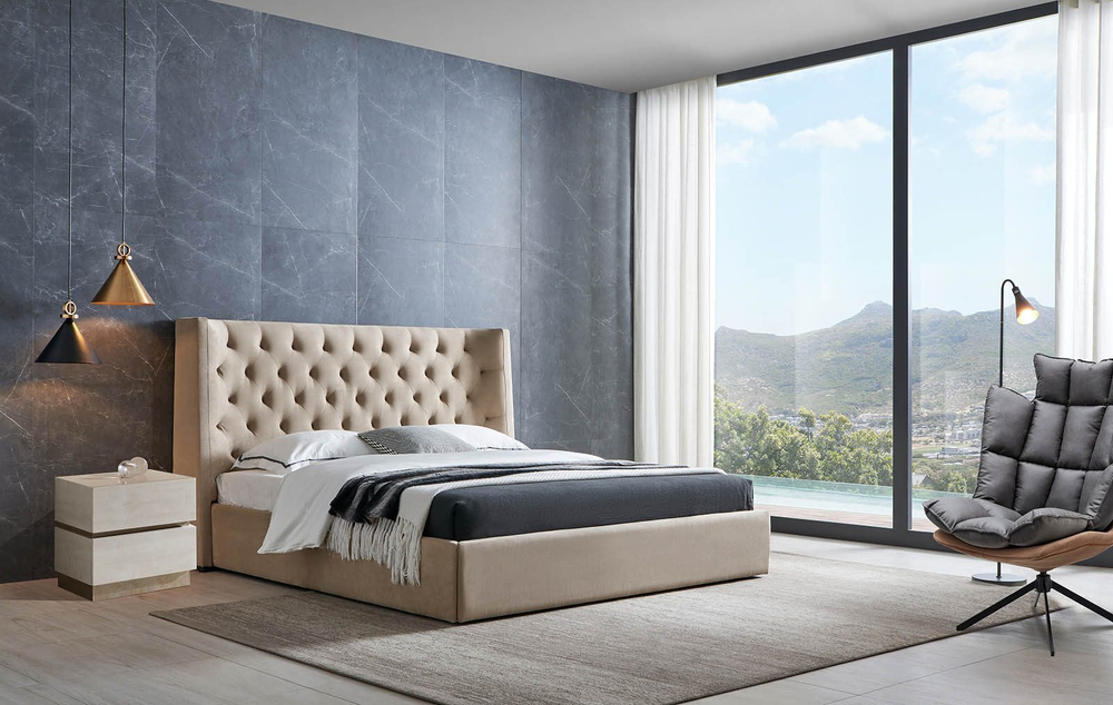 Кровать 1726 BEIGE бежевая с ящиком для белья