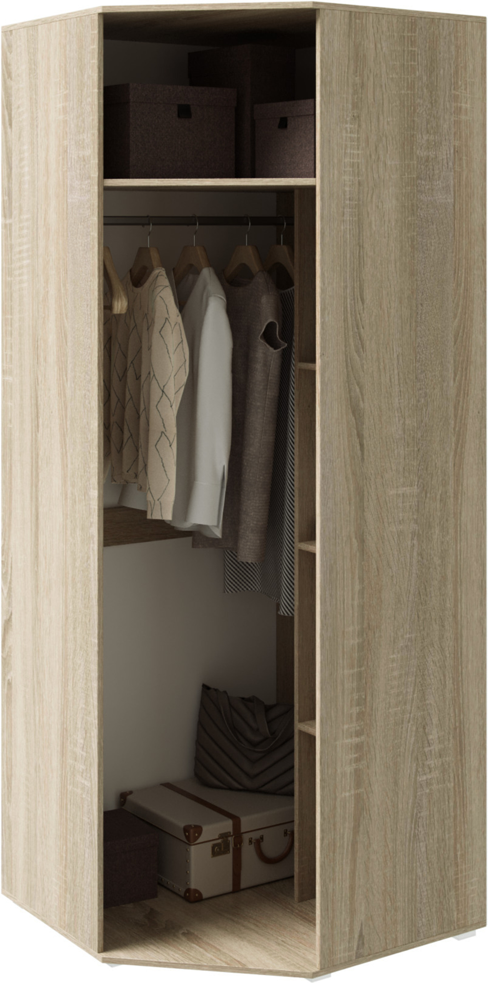 Шкаф угловой Ким, Белый глянец холодный, Сонома