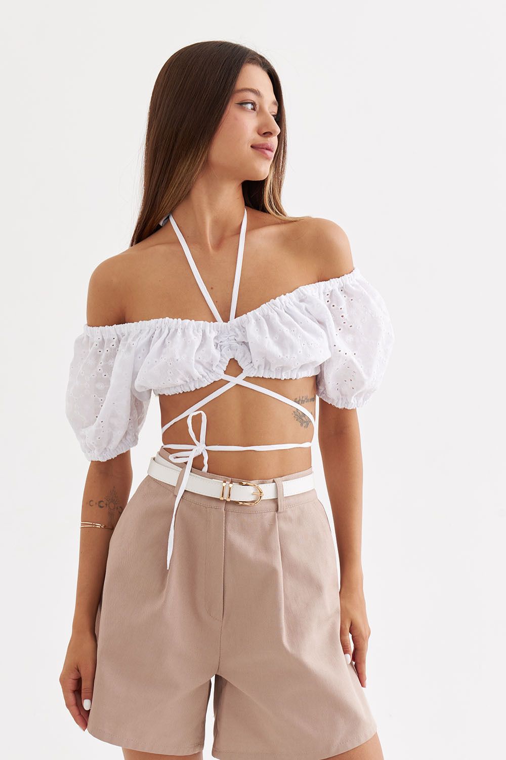 Шорты из денима цвета тауп