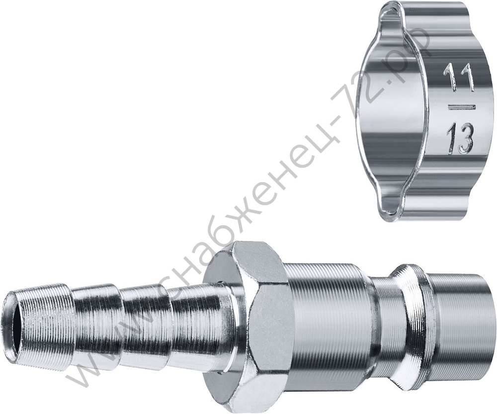 ЗУБР штуцер ″елочка″, 8 мм - рапид штуцер, переходник с обжимным хомутом, Профессионал (64918-08)