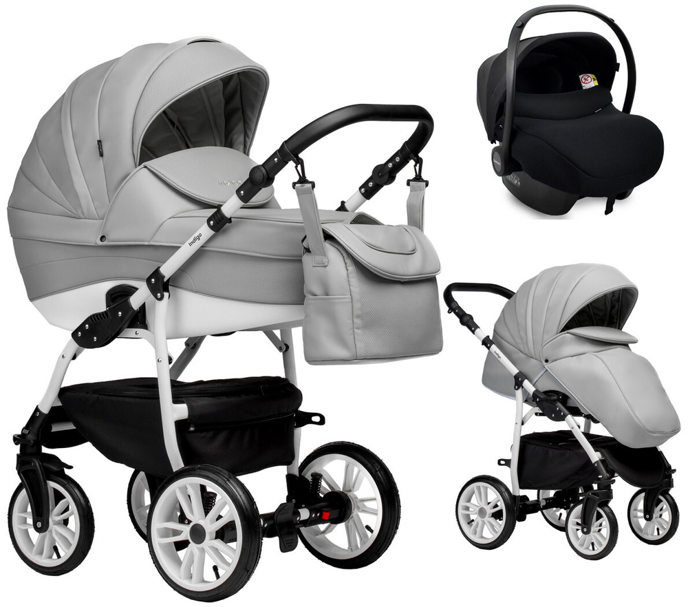 Детская коляска Indigo Indigo Special New 3 в 1 с автокреслом Avionaut Cosmo Is04 серая кожа