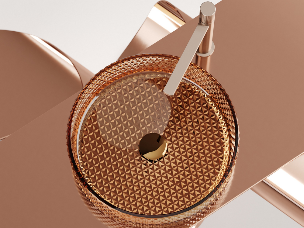 Умывальник чаша накладная круглая (цвет бежевый) Cristal 360x360x112мм