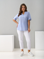 Блузка БЛ-122/рогожкаголубая