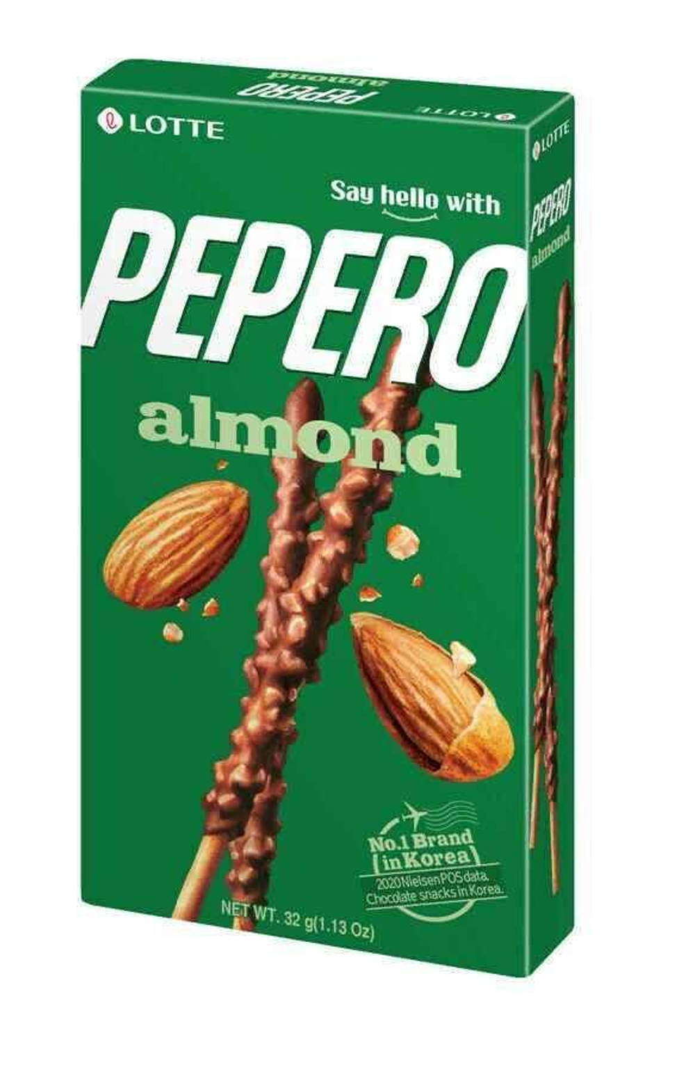 Печенье-соломка LOTTE "Pepero Almond", в шоколадной глазури с миндалем 36г