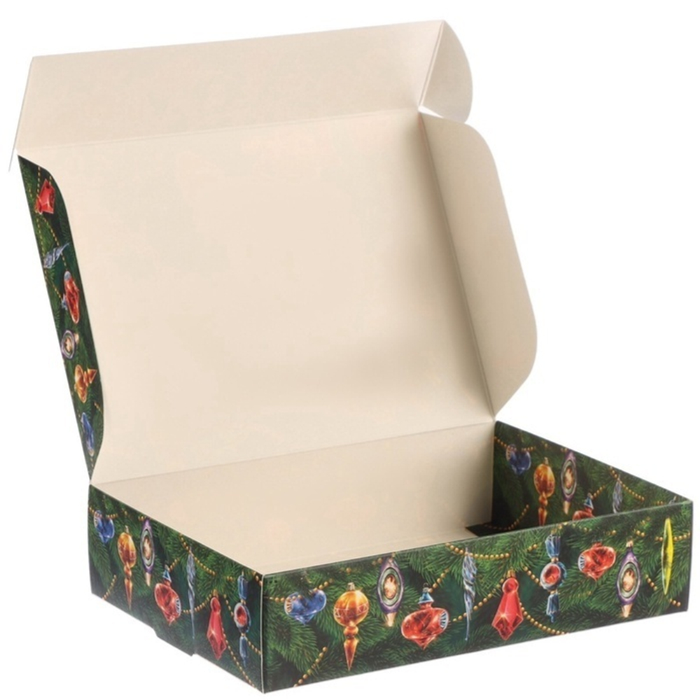 Коробка самосборная одиночная Прямоугольник, 21*15*5 см, «С Новым годом!», Чебурашка, 1 шт.