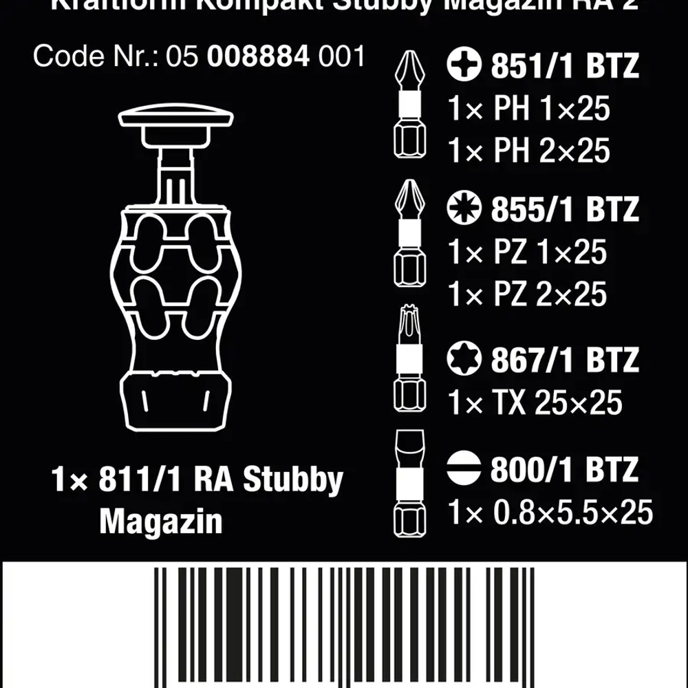 Набор Kraftform Kompakt магазин Stubby RA 2 WERA 05008884001