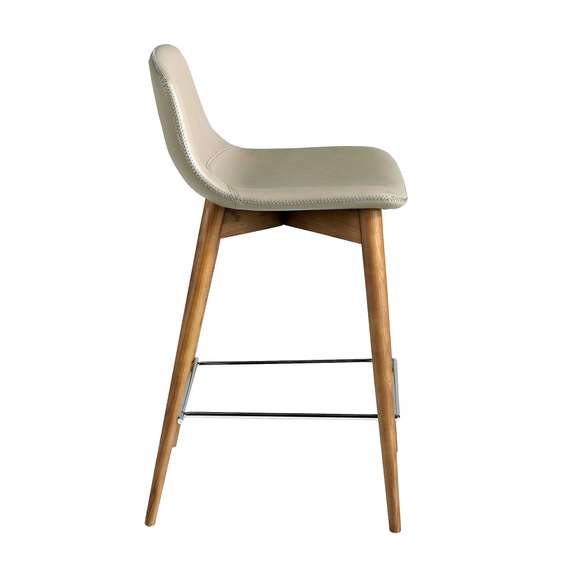 Барный стул Angel Cerda 4044, серая экокожа, орех