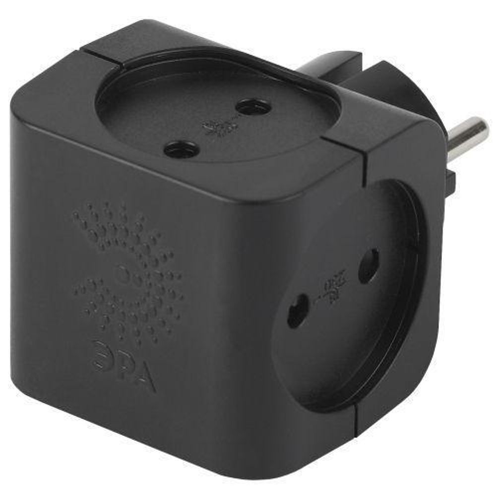 Разветвитель 4-м без заземл. 16А IP20 SP-4-B черн. Эра Б0008207