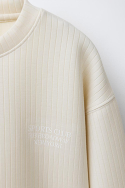 ZARA ТОЛСТОВКА С НАДПИСЬЮ, ЭКРЮ