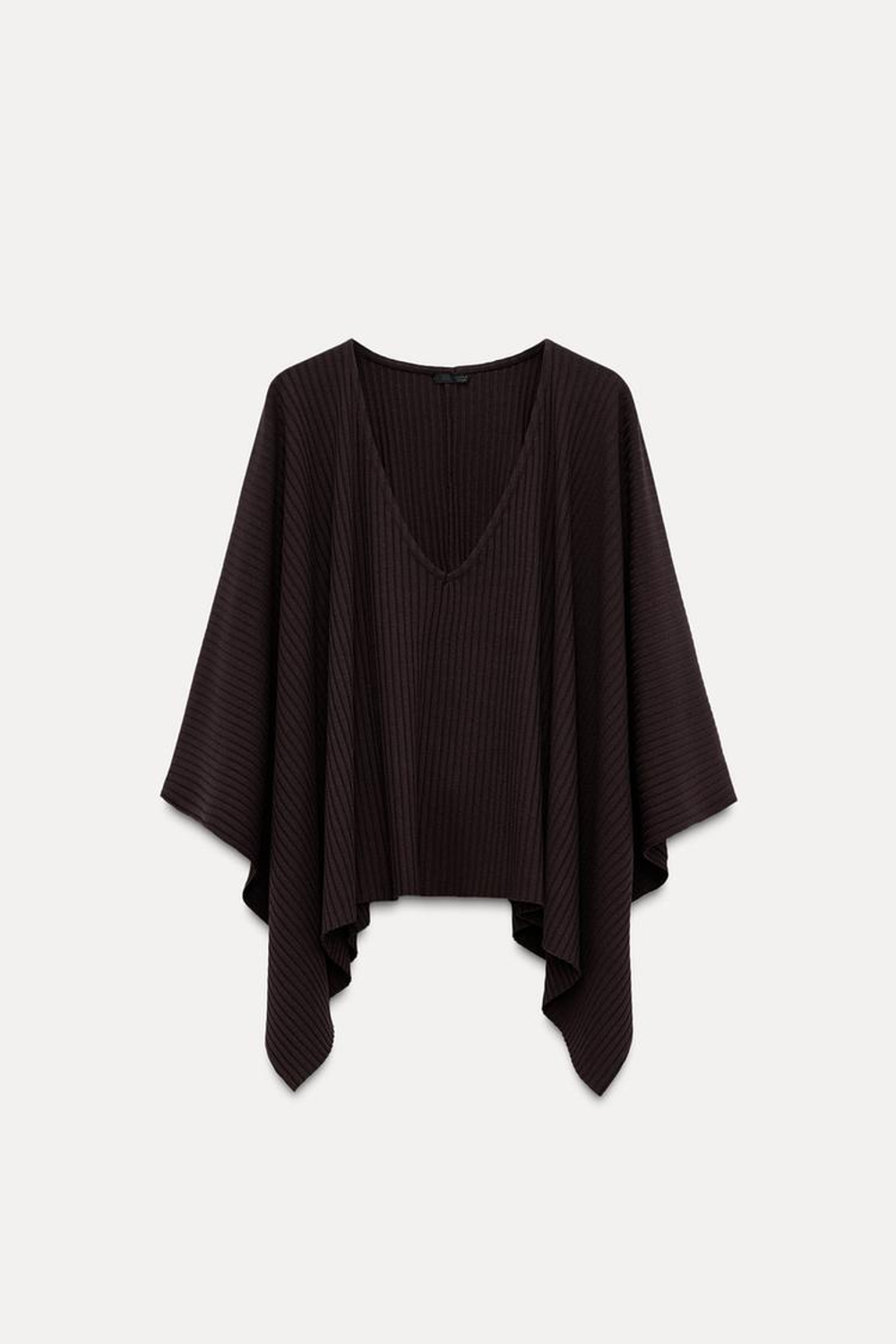 ZARA НАКИДКА АСИММЕТРИЧНОГО КРОЯ В РУБЧИК, БАКЛАЖАНОВЫЙ