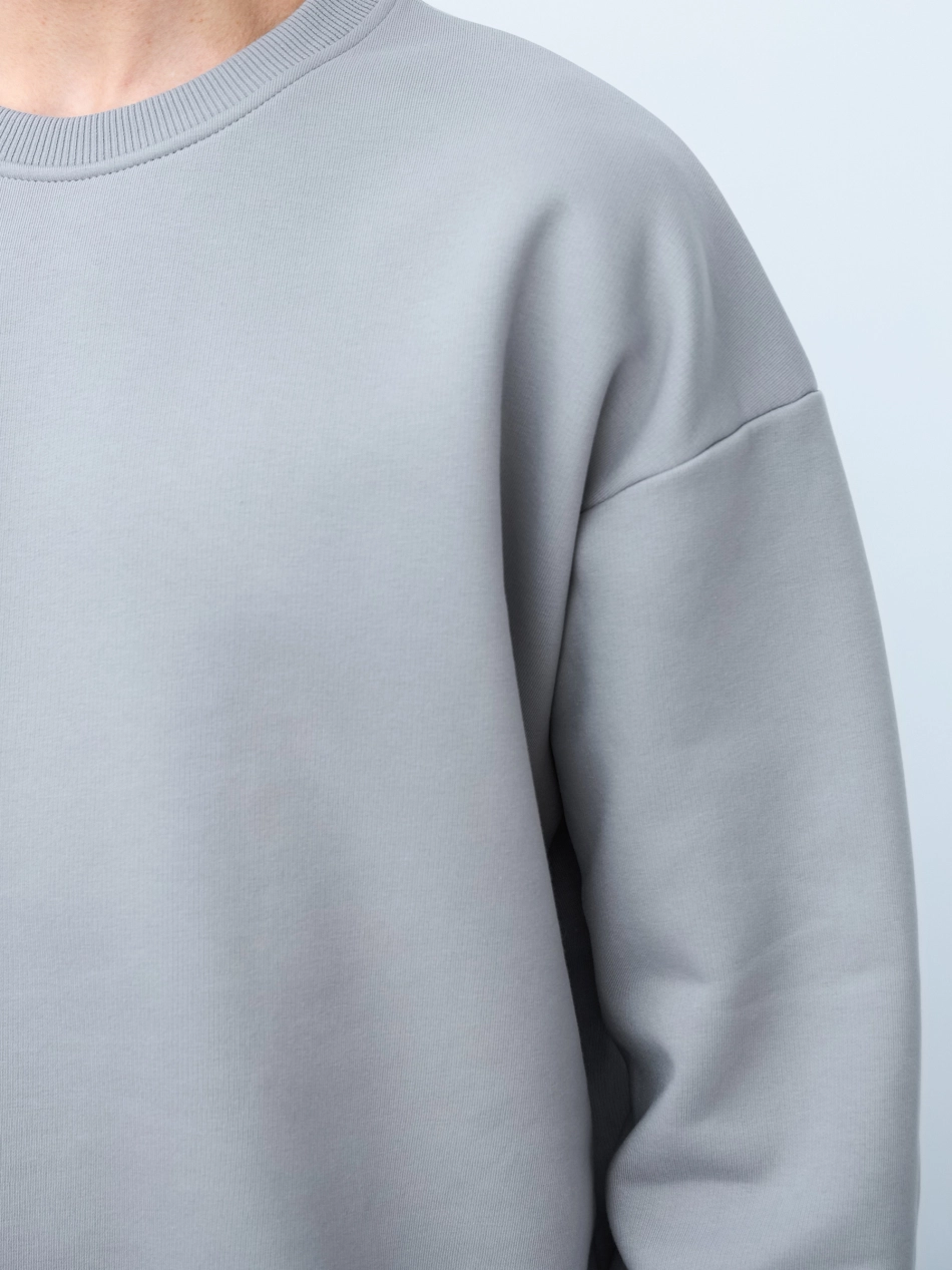 Свитшот оверсайз, без начеса (серый)