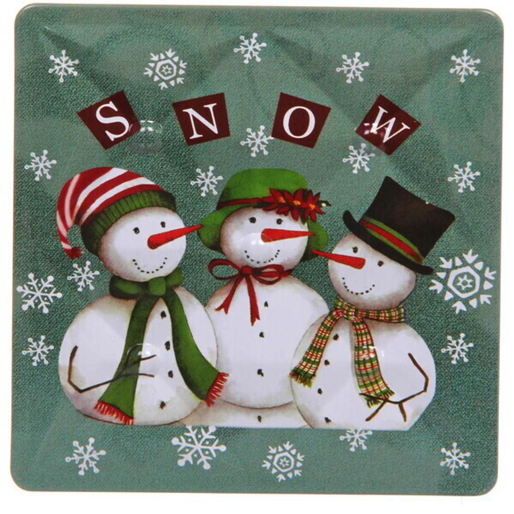 Банка жестяная 9*9*9см «Три Снеговика»