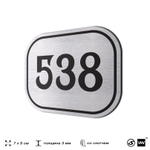Номерок на дверь квартиры 538, для кабинета, офиса, шильдик 9 х 7 см, серебристый, Айдентика Технолоджи