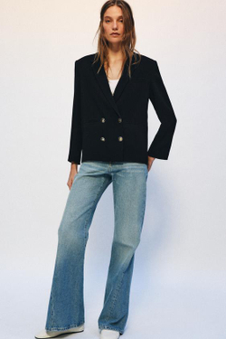 ZARA ДЖИНСЫ RELAXED-FLARE С НИЗКОЙ ПОСАДКОЙ — ZW COLLECTION, ВЫЦВЕТШИЙ СИНИЙ