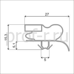 Уплотнитель 64,5*53,4 см по пазу для холодильника Samsung .Профиль 008