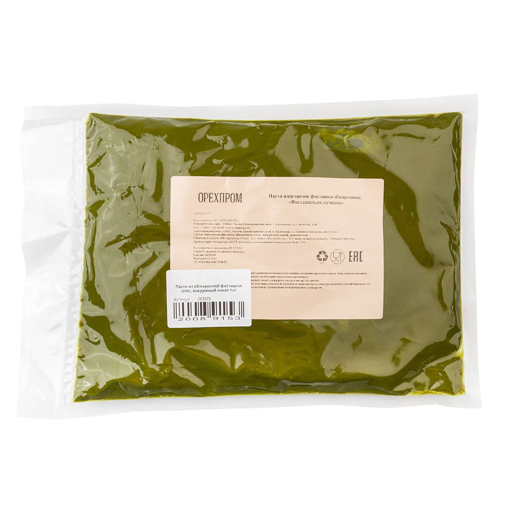 Паста из обжаренной фисташки (616), вакуумный пакет 1кг (орехпром)
