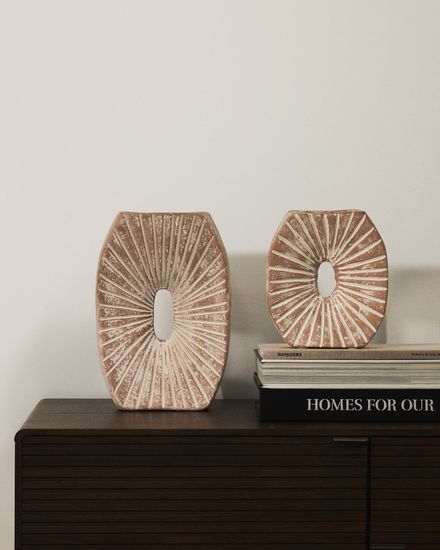 Ваза Valura из папье-маше розового и бежевого цвета 31 см