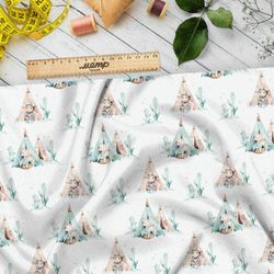 Ткань кулирная гладь нежные акварельные вигвамы