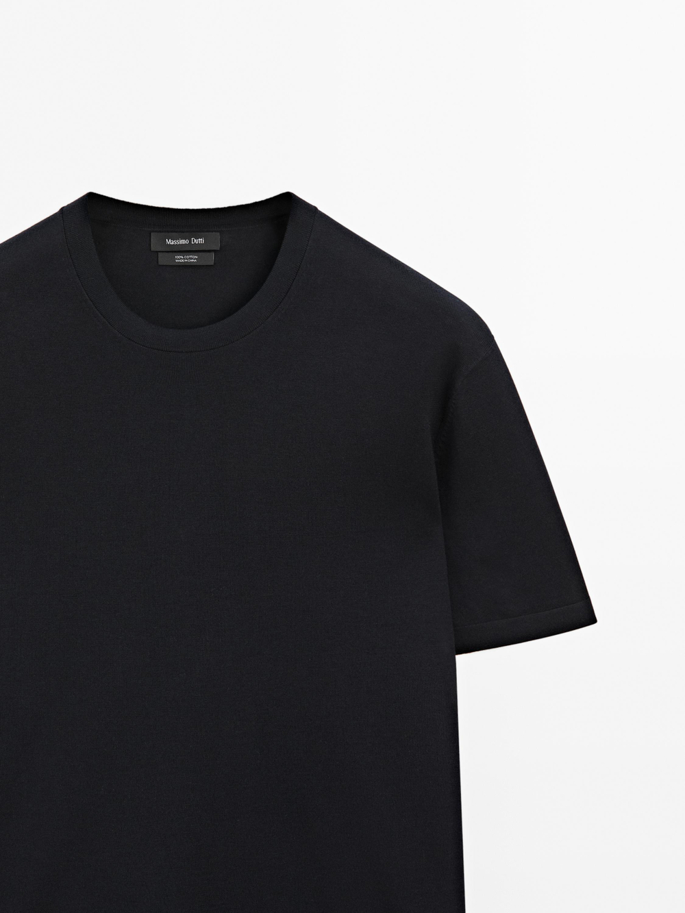 Massimo Dutti Хлопковая футболка с коротким рукавом, темно-синий