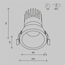 Светильник встраиваемый светодиодный Maytoni   DL118-15W-3K-B