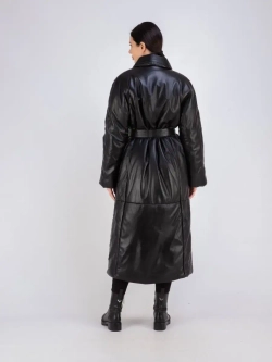 Пальто женское кожаное утепленное длинное Турция