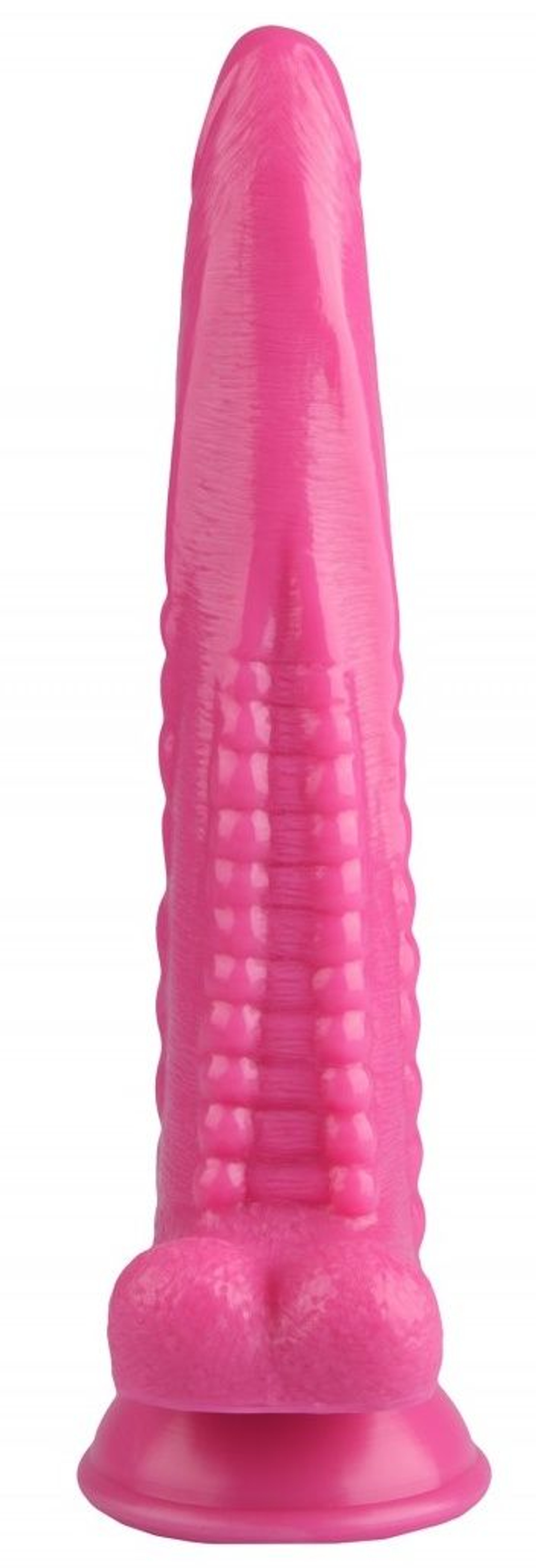 Розовый анальный реалистичный стимулятор на присоске - 25,5 см. (Цвет: розовый)