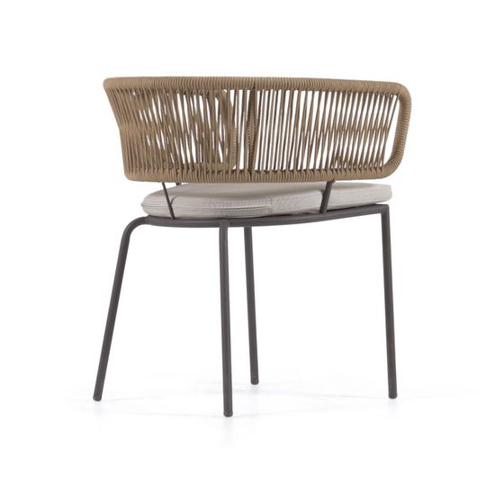 Стул Nadin из бежевого шнура с ножками из оцинкованной стали
