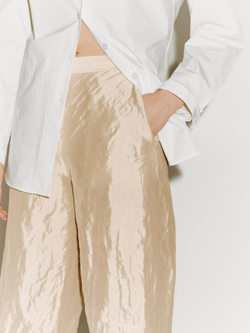 Massimo Dutti Брюки из фактурного атласа с прямыми штанинами - Limited Edition, жемчужно-серый