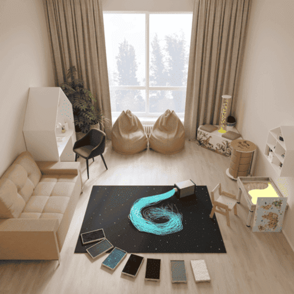 Книги и… Готовый кабинет психолога «Сириус» ✨ Потому что самые важные разговоры начинаются не со слов — а с того, где можно сесть, прижаться к подушке и потрогать светящуюся звезду