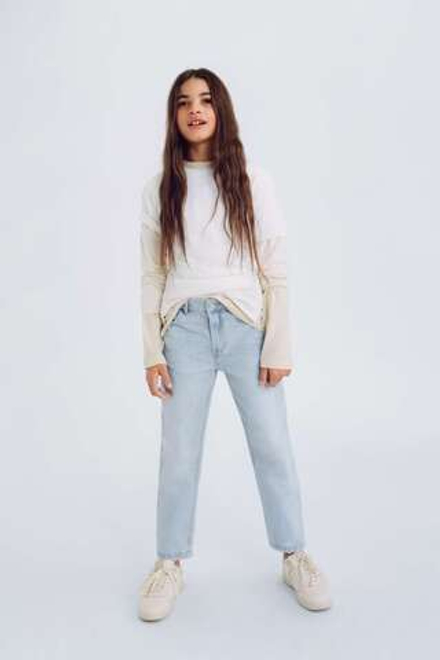 ZARA ДЖИНСЫ MOM FIT, ГОЛУБОЙ