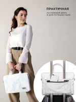 Сумка для ноутбука 13,3" и 14" с ремнем на плечо и 3 отделениями (Белый мрамор)