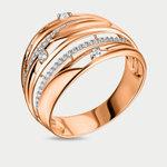 Кольцо женское из розового золота 585 пробы с фианитами (арт. 023951-1102)